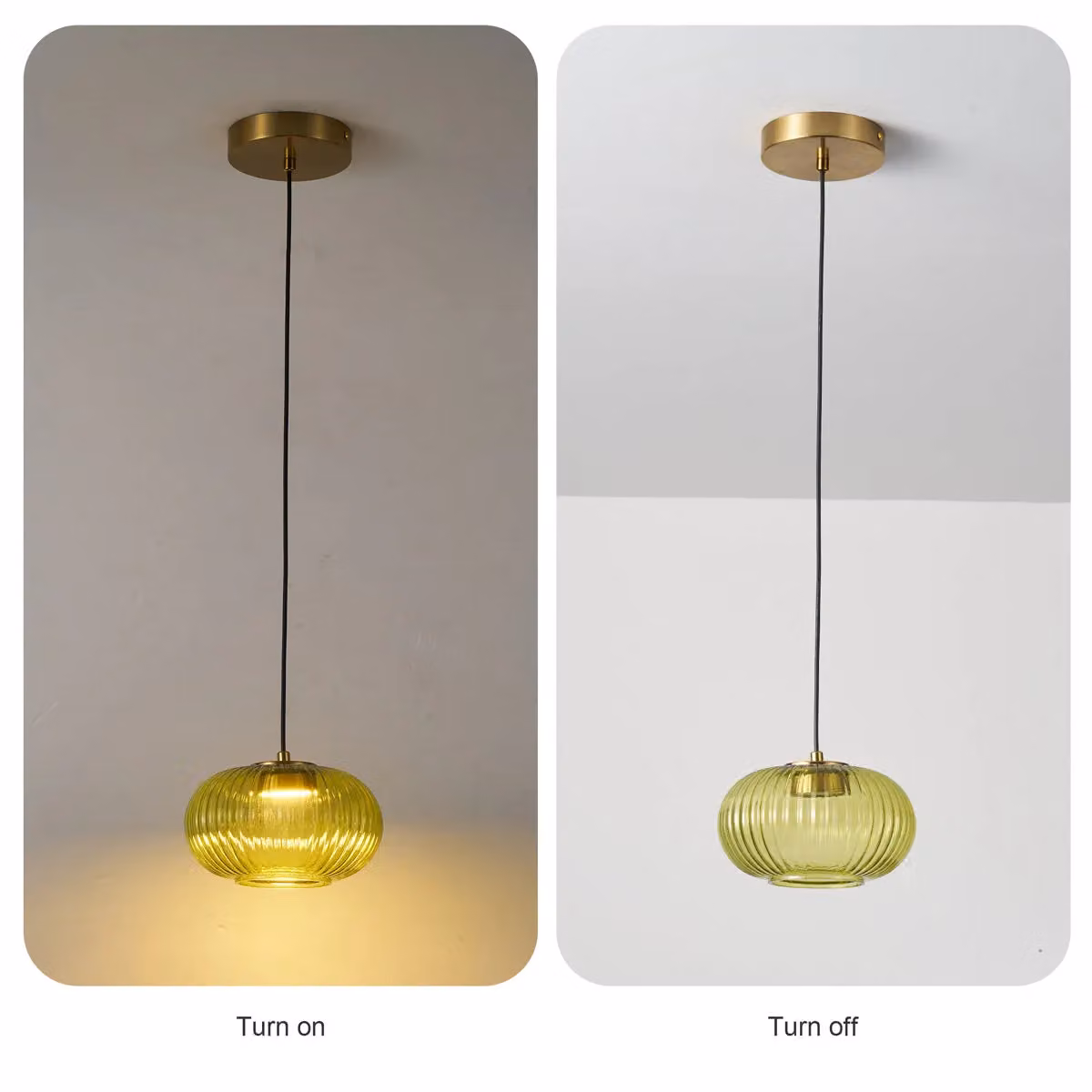 Garwarm Single Globe LED Pendant Light with Green Glass Sphere and Gold/Brass Finish – 4