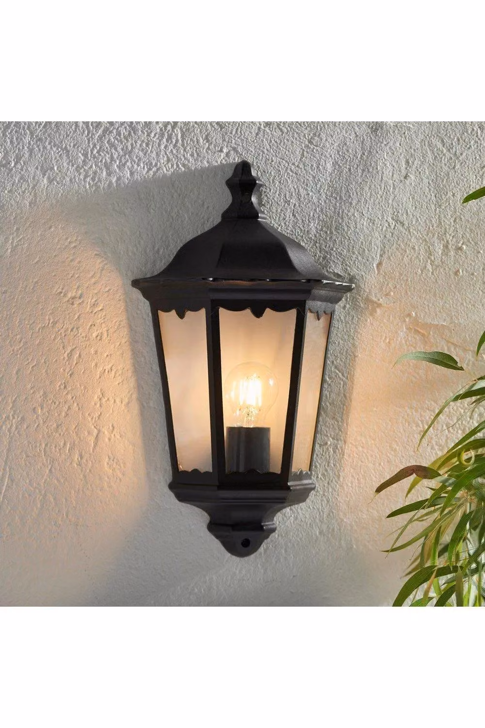 Netlighting Burford 1 Light Outdoor Wall Lantern in Matt Black with Transparent Glass, IP44 Rated, E27 – 2
