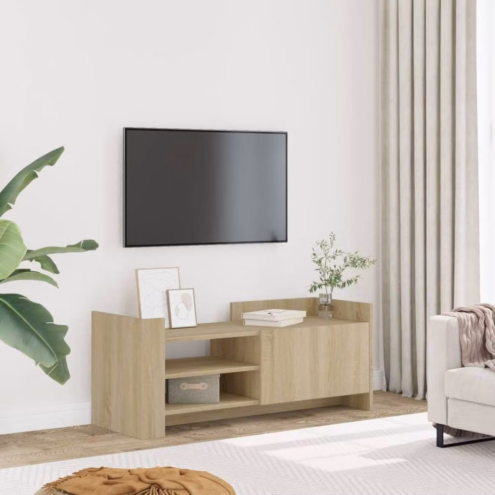 Berkfield Home Modern TV Cabinet in Sonoma Oak and Beige, W/D/H: 100 x 35 x 40 cm – 2