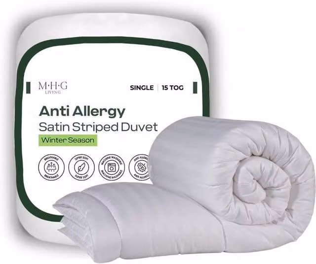 MHG Living Extra Warm 15 Tog Winter Duvet, Breathable White Hollow Fibre Anti-Allergy Duvet