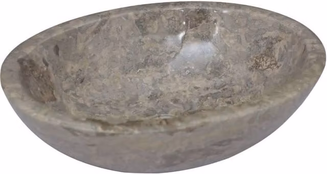 Berkfield Grey Natural Stone Oval Home Sink W/D/H: 53 x 40 x 15 cm