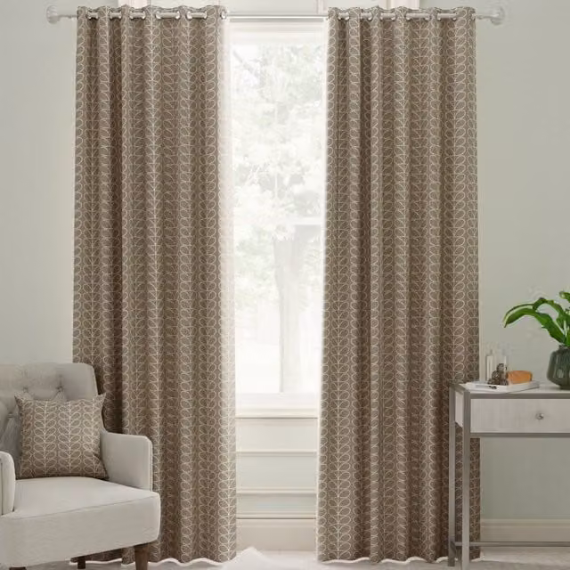 Orla Kiely Linear Stem Made to Measure Blackout Eyelet Curtain in Beige