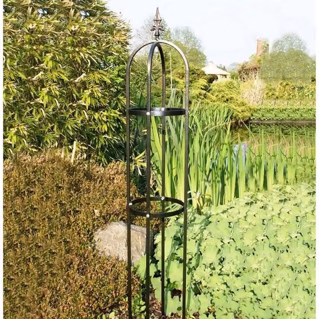 Poppyforge Mini Tower Garden Obelisk Plant Support in Black Steel