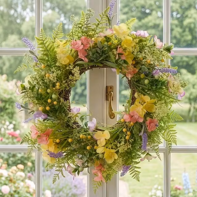 Dibor Luxury Wild Summer Flower Door Wreath in Multicolour, Diameter: 60 cm – 1