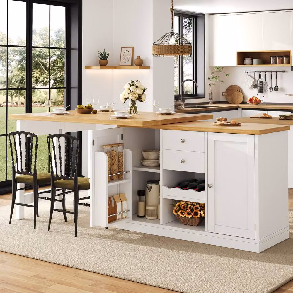 Matteo Extendable Sideboard and Dining Table Combo in White and Black – 2