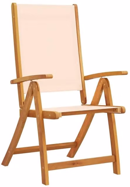 Berkfield Home Beautiful Set of 8 Folding Garden Chairs in Brown Acacia Wood and Beige Textilene