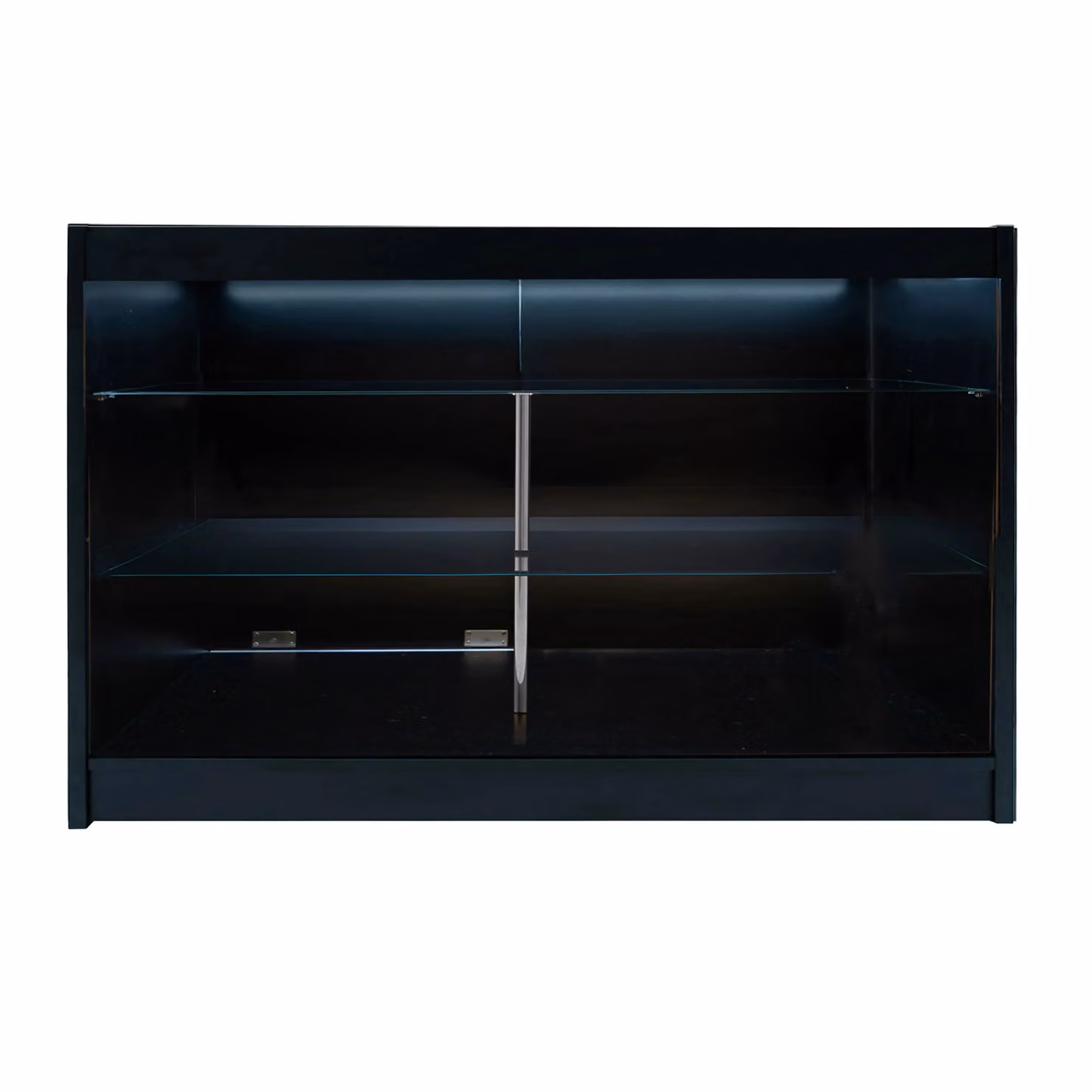 Monstershop K1500 LED Retail Shop Counter in Black with Glass Doors and Integrated Lighting – 3