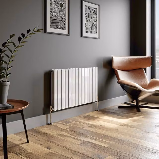 Temprazo Vertical Double Flat Panel Designer Radiator in White, H: 180 cm, W: 30 cm, D: 6.6 cm