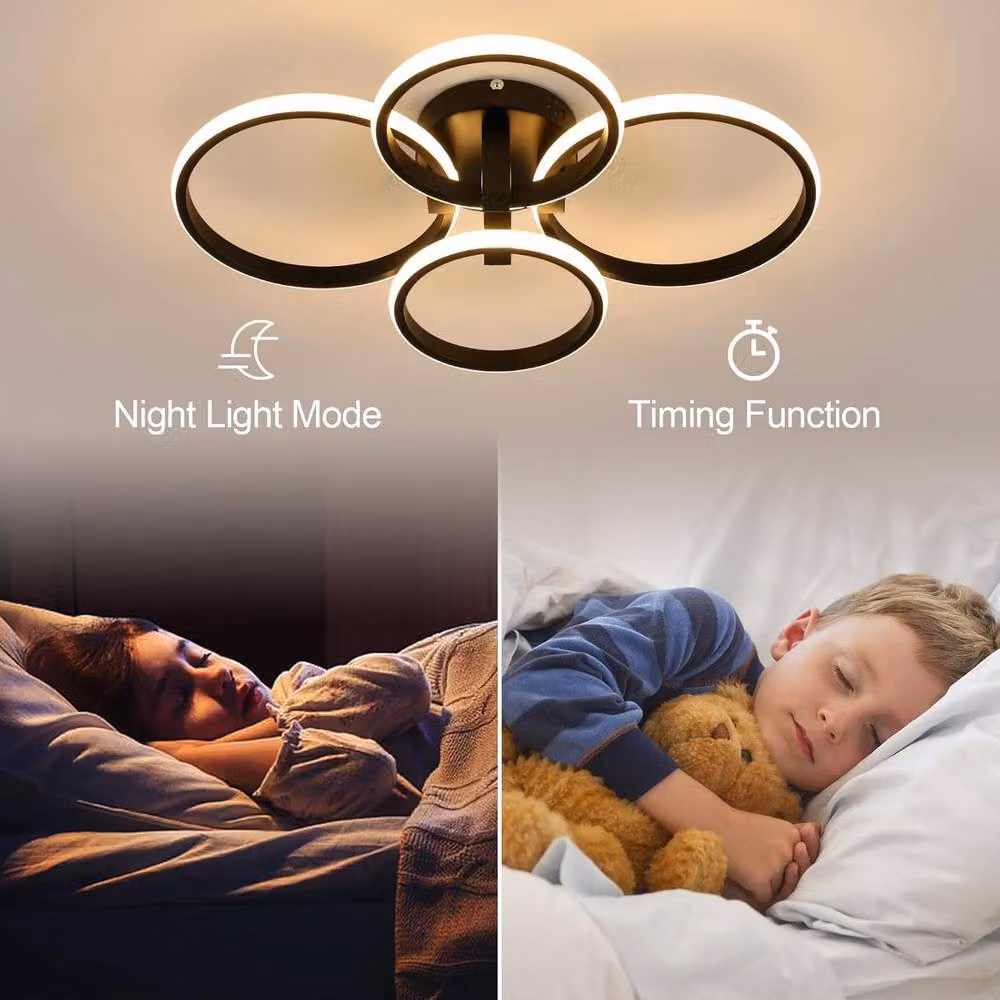 Goeco Round Dimmable LED Ceiling Light with Remote Control, Black – 4