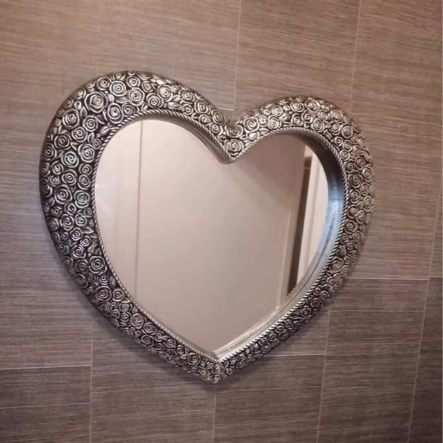 Biznest Silver Heart Wall Mirror