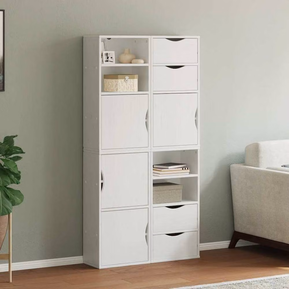Berkfield Home ODDA Side Cabinets, Set of 4, White Solid Wood Pine, W/D/H: 40 x 24 x 79 cm – 2