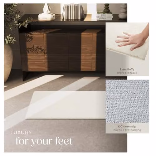 tectake Zonelle Fluffy Rug in Beige Polyester, Washable and Non-Slip, W/D/H: 110 x 60 x 1 cm – 4