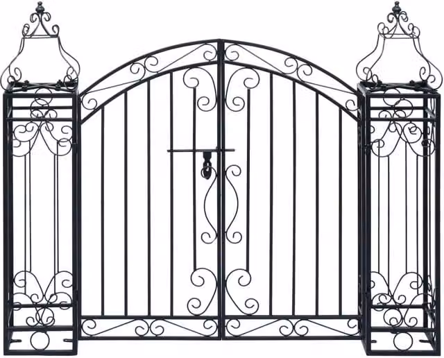 Berkfield Home Ornamental Wrought Iron Swing Garden Gate, Black, W/D/H: 122 x 20.5 x 100 cm