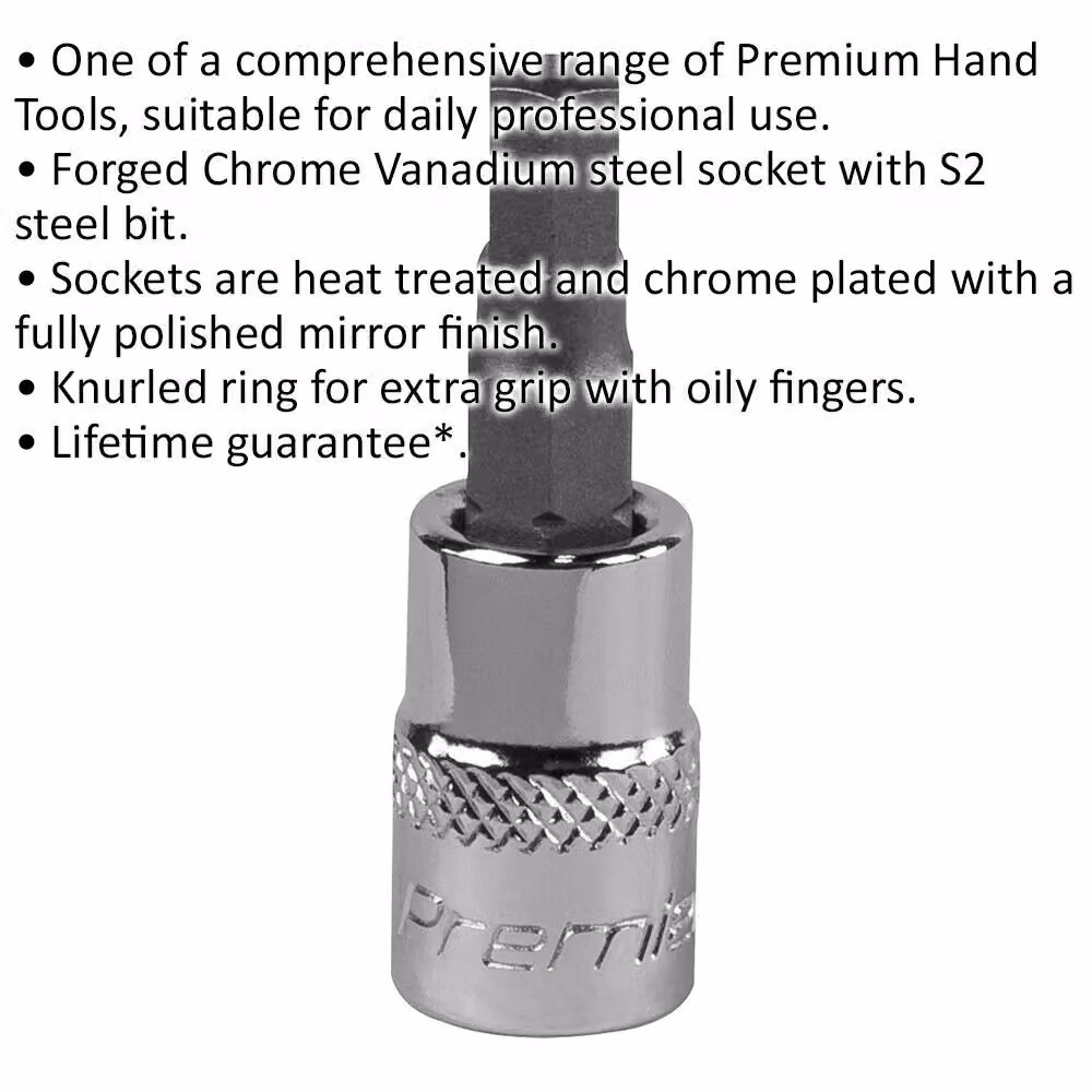 Loops 5mm Hex Socket Screwdriver Bit, 1/4 inch Square Drive, Chrome Vanadium, Silver – 2