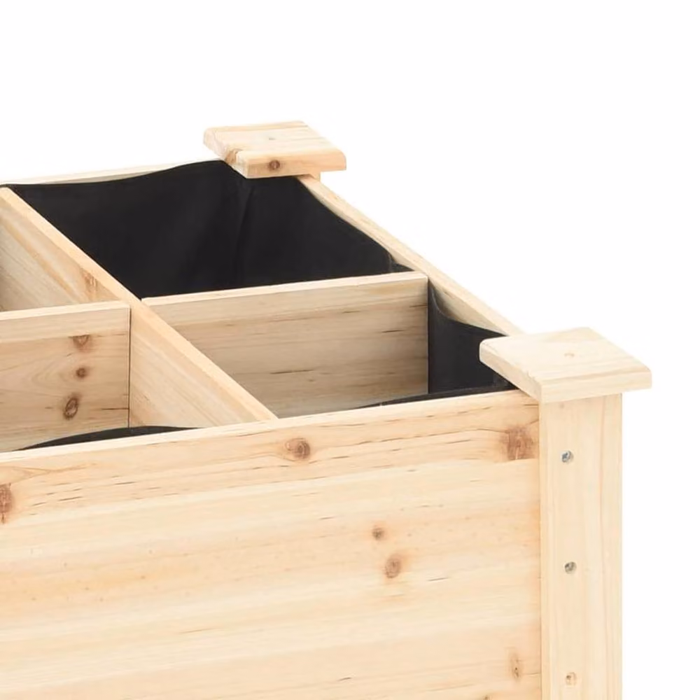 Berkfield Home Garden Planter with Grids in Beige Solid Wood, W/D/H: 71 x 37 x 76 cm – 4