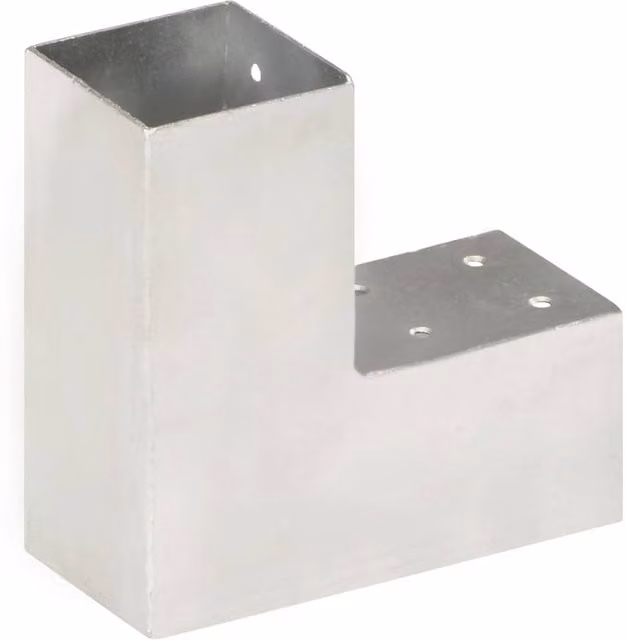 Berkfield Home L-Shape Galvanised Metal Post Connector in Silver