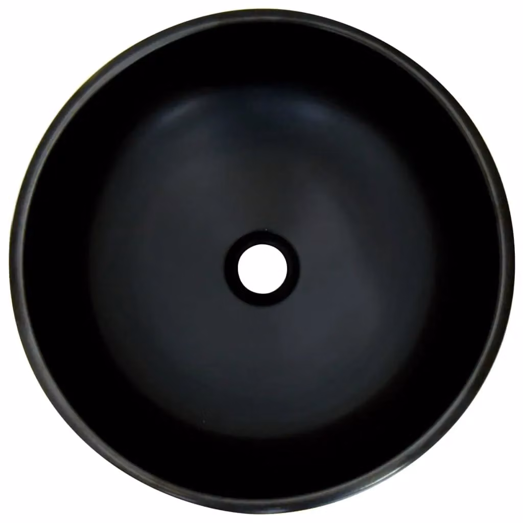 Berkfield Home Round Ceramic Countertop Basin in Black and Multicolour, Diameter: 41 cm, Height: 14 cm – 3