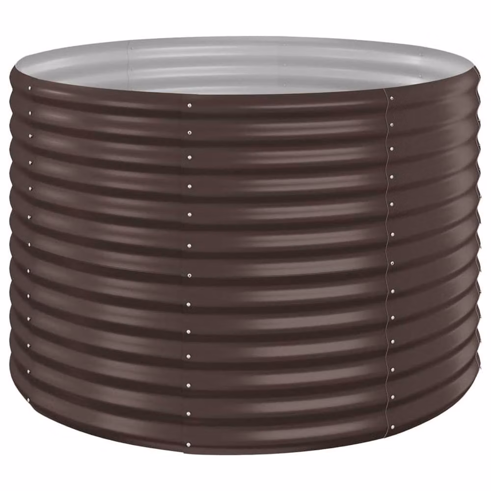 Berkfield Home Garden Brown Powder-coated Steel Raised Bed W/D/H: 100 x 100 x 68 cm – 2