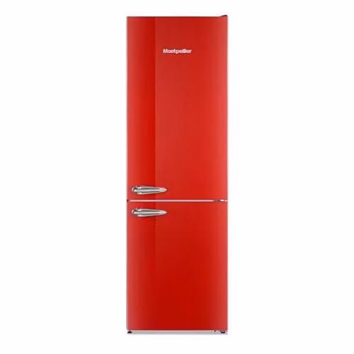 Montpellier MAB386ER Retro Frost Free Fridge Freezer, Red, 295l, H 186 x W 59.5 x D 59.5 cm