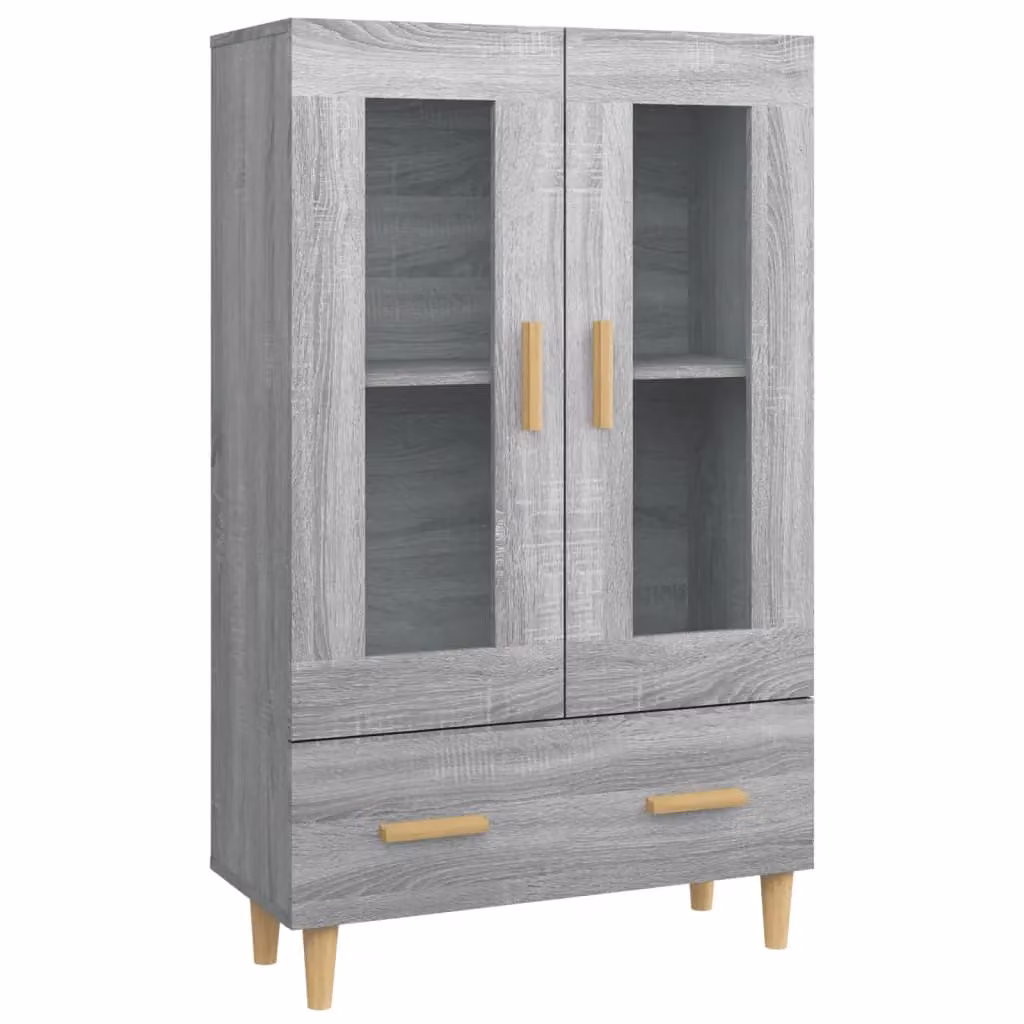 Berkfield Home Grey Sonoma Highboard with Glass Doors and Internal Drawers, W/D/H: 70 x 31 x 115 cm – 2