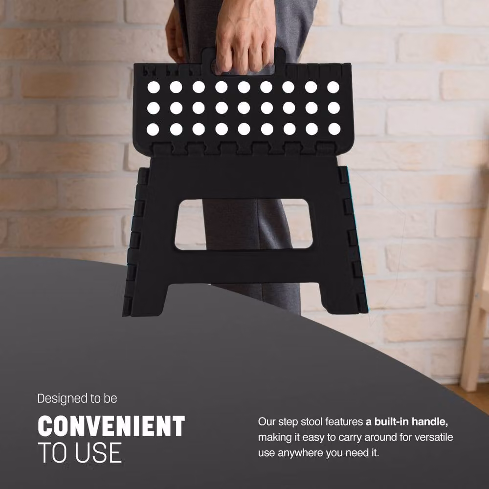 Keplin Heavy Duty Folding Step Stool, Non-Slip Portable Plastic Footstool in Black – 4