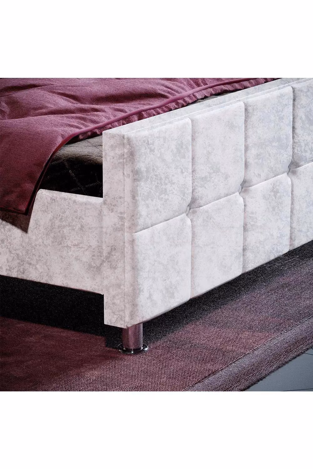 Vida Designs Valentina King Size Bed Frame in Silver Velvet Fabric with Storage W/D/H: 180 x 200 x 118 cm – 5
