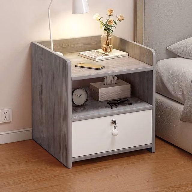 SPETLEK Small Bedside Table with Drawer in Grey