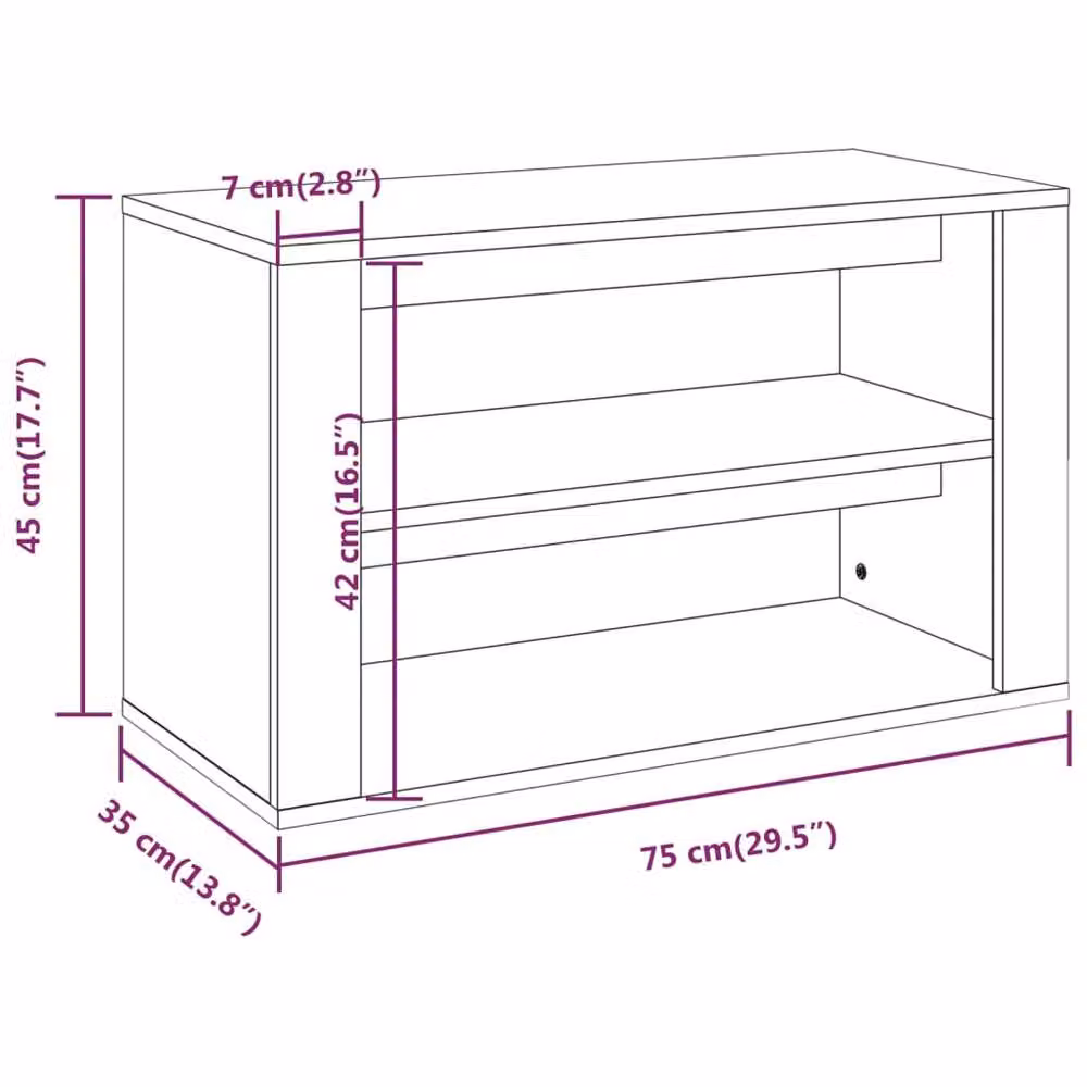 Berkfield Home Black MDF Shoe Rack, W/D/H: 75 x 35 x 45 cm – 4