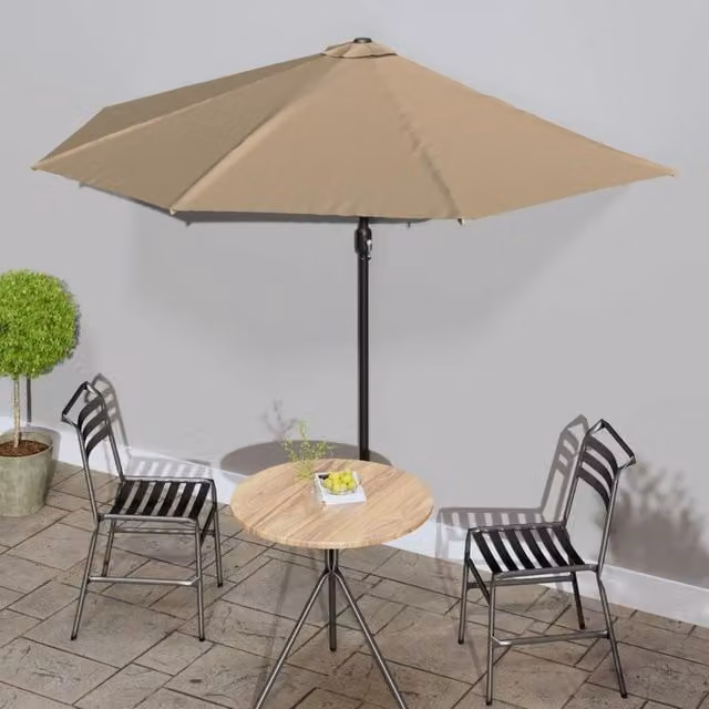Berkfield Home Balcony Parasol with Aluminium Pole in Beige, W: 300 cm, D: 155 cm