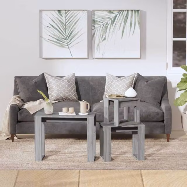 Berkfield Home Nesting Tables, 3 Piece Set in Grey Sonoma Engineered Wood – 1
