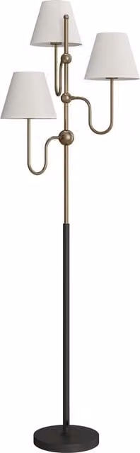 HOMCOM Gold Floor Lamp with 3 Lights and Foot Switch, 165 cm Tall Standing Lamp for Living Room, Bedroom or Office, E27 Base (40W Max) – 1