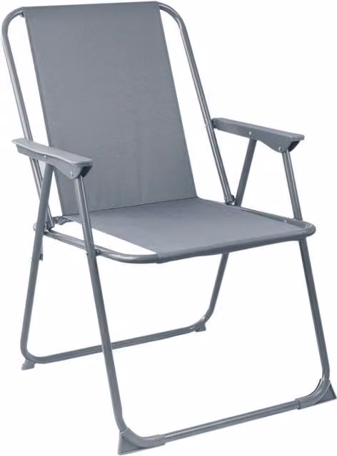 Harbour Housewares Folding Metal Beach Deck Chairs with Armrests in Grey