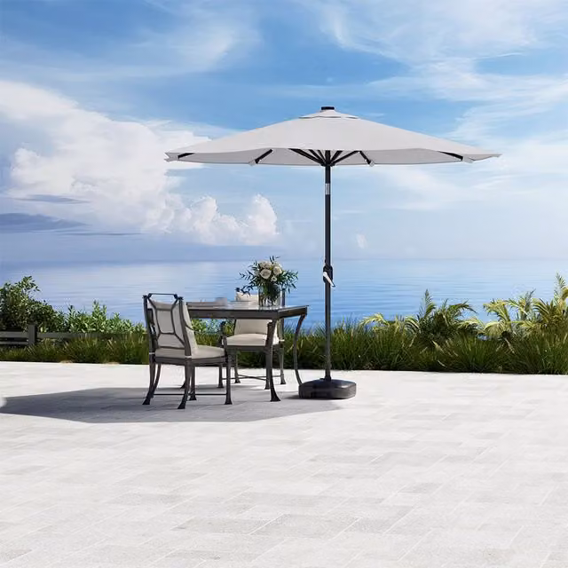 Komore Lighted Garden Parasol with Base in Grey