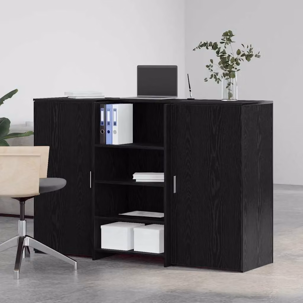 Berkfield Home Reception Desk in Black Oak, W/D/H: 155 x 50 x 103.5 cm – 2