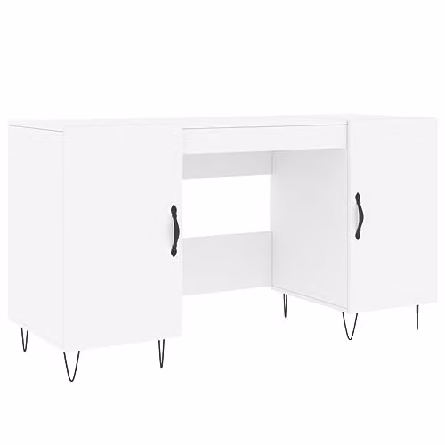 vidaXL Computer Desk with Storage Compartment in White Engineered Wood