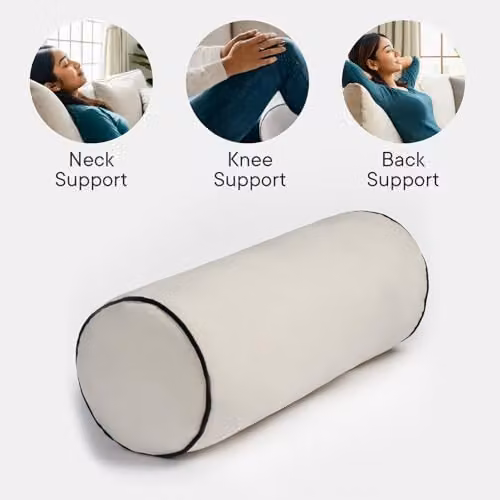 OHS Matte Velvet Cylinder Bolster Cushion for Neck and Head Support, Beige, Black, or White, W/D/H: 46 x 20 x 20 cm – 2