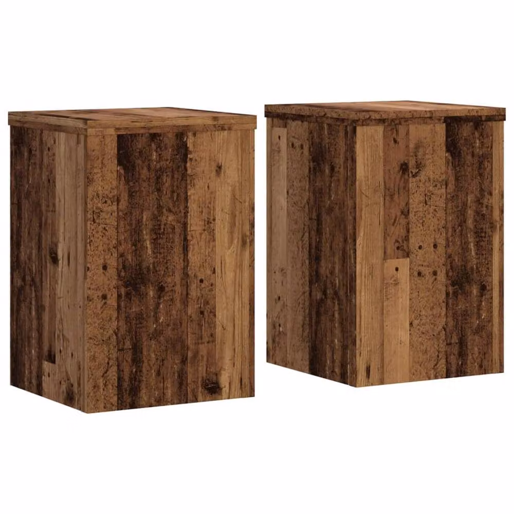Berkfield Home Set of 2 Rustic Brown Engineered Wood Plant Stands, W/D/H: 20 x 20 x 30 cm – 3