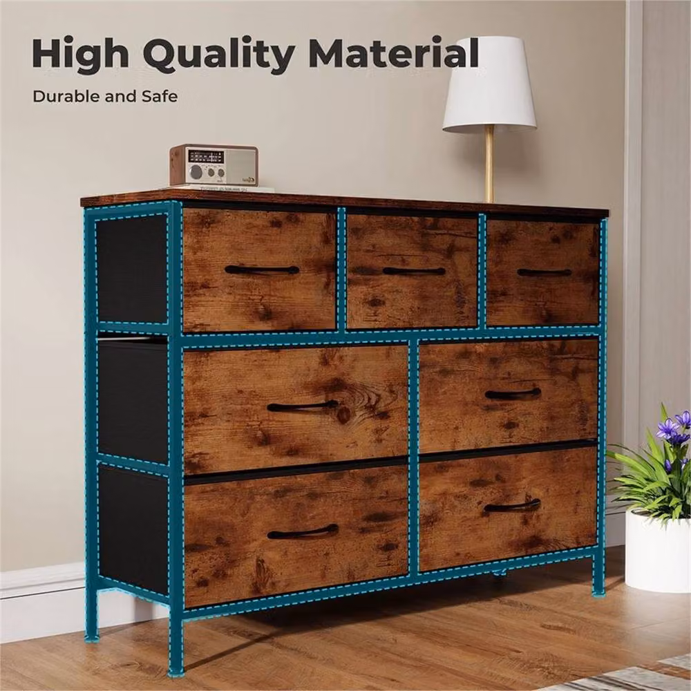 EONLION 7 Drawer Industrial Style Chest of Drawers in Brown, Width: 100 cm – 3