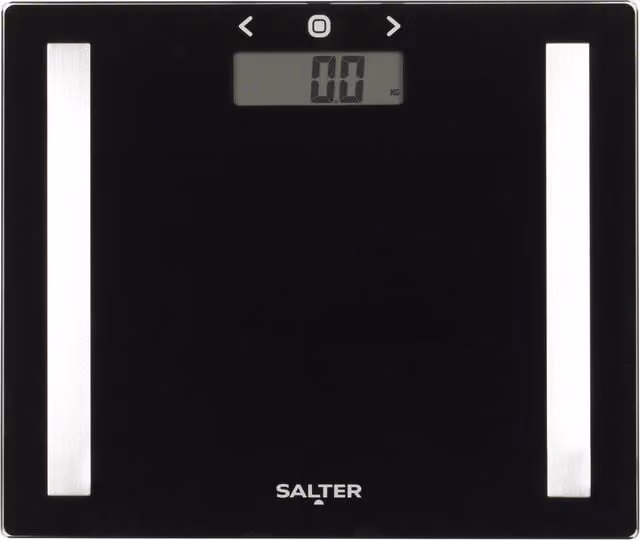 Salter Compact Glass Analyser Personal Body Fat, Water Percentage and BMI Digital Scale - Black
