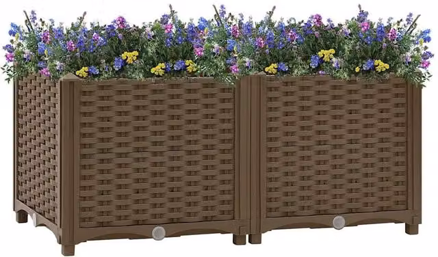 Berkfield Home Brown Polypropylene Raised Bed W/D/H: 80 x 40 x 38 cm