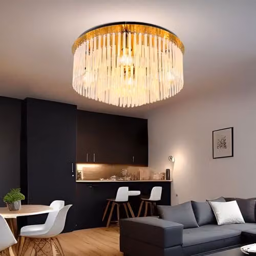 Globo Lighting Globo Large Ceiling Light in Black and Gold with Transparent Glass Lampshade, Diameter: 50 cm – 2