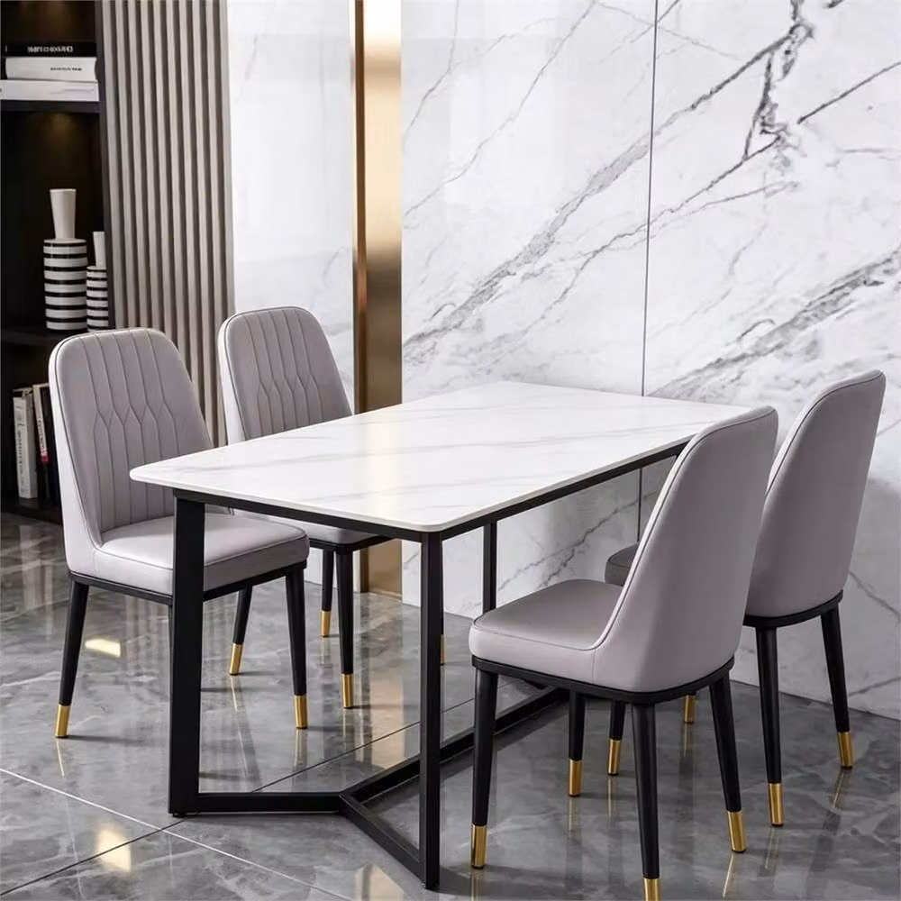 SPETLEK Set of 4 Grey Faux Leather Dining Chairs – 5