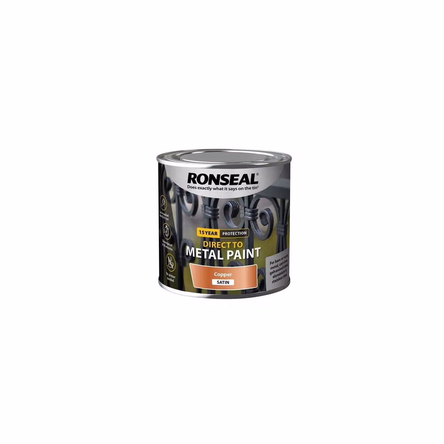 Ronseal Direct to Metal Water Based Paint in Copper Satin 250ml – 2