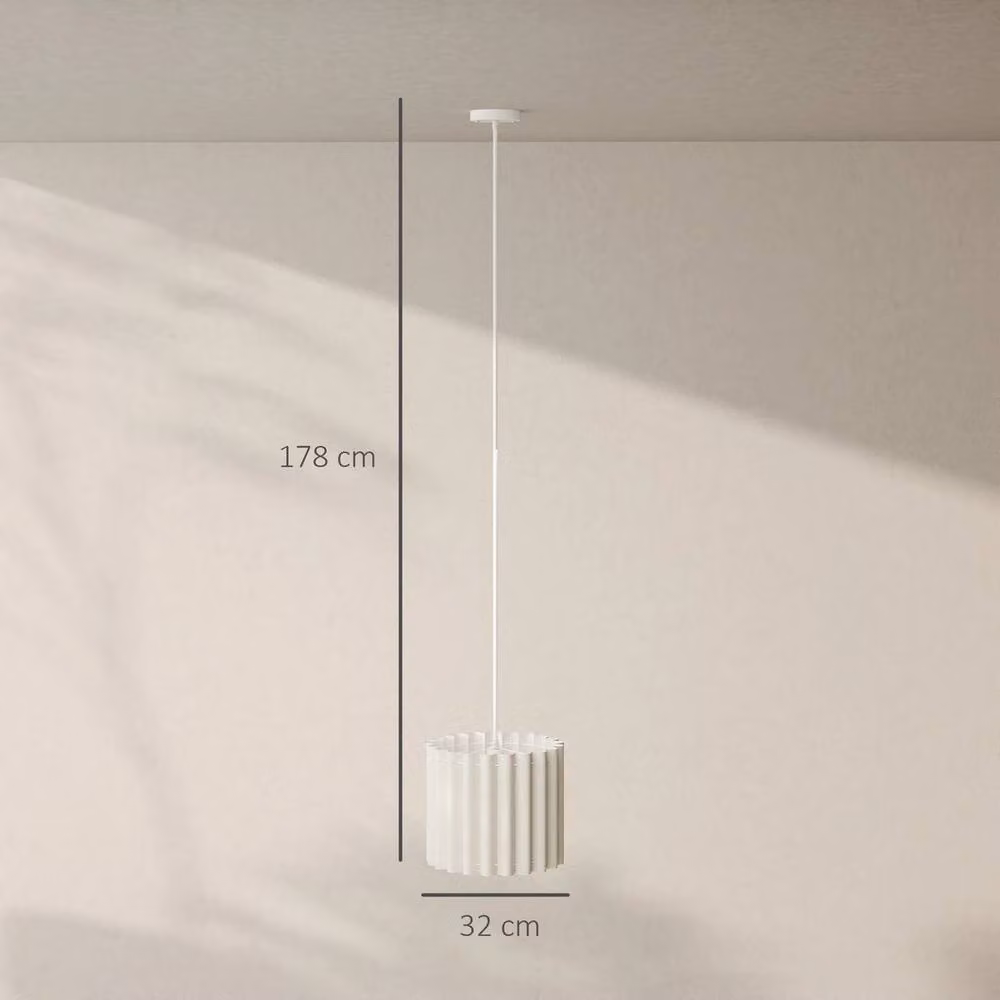 Havendro White Linen Cylinder Pendant Light with E27 Lampshade for Living Room and Bedroom – 2