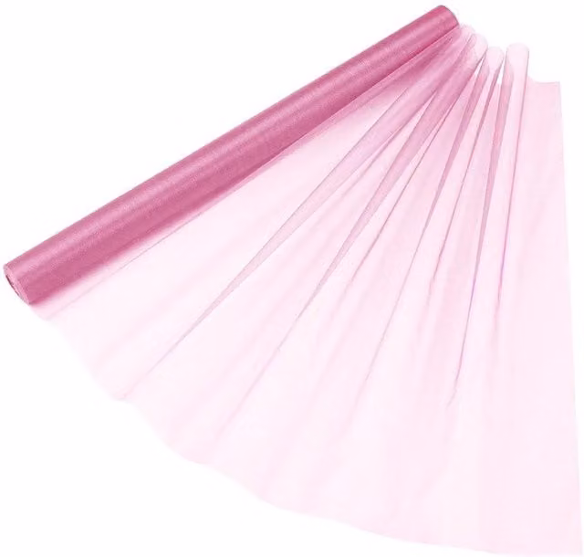 Neel Blue Organza Sheer Fabric Roll in Rose, W: 70 cm, L: 15 m