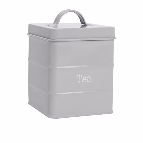 Harbour Housewares Metal Tea Storage Canister with Airtight Lid, Grey