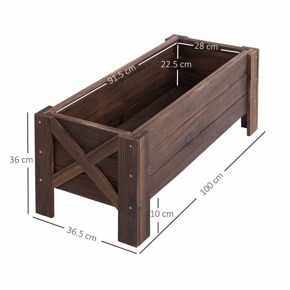 EONLION Brown Wooden Garden Raised Bed Planter Box for Herb Gardens, W/D/H: 36.5 x 36.0 x 36.5 cm – 2