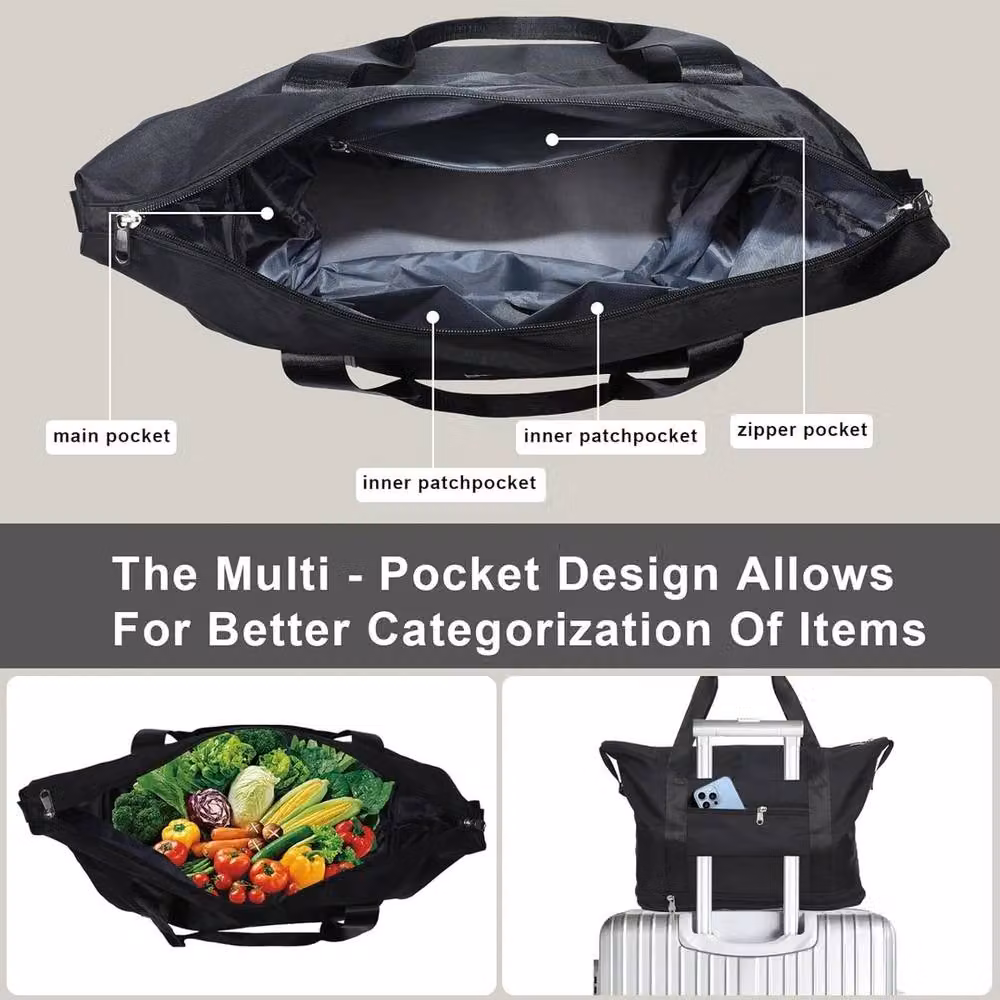 FLAVORA Foldable Wheeled Shopping Trolley Bag in Black – 5