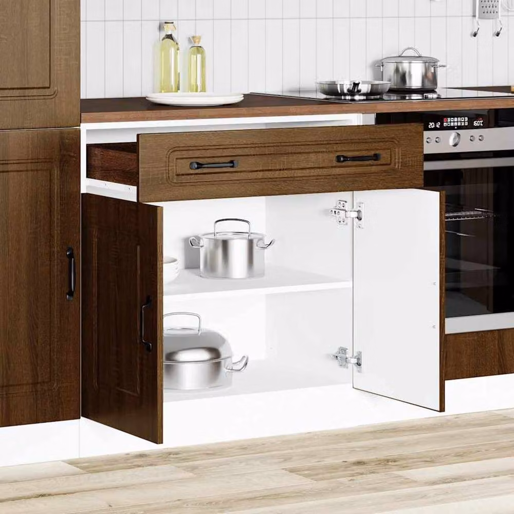 Berkfield Home Kalmar Kitchen Base Cabinet in Brown Oak Engineered Wood – 2
