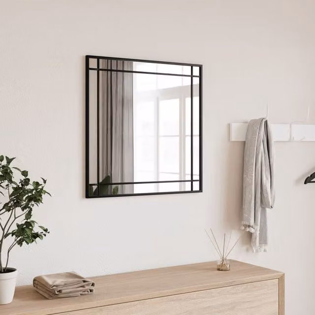 Berkfield Home Minimalist Square Wall Mirror in Black, W/H: 60 x 60 cm – 1